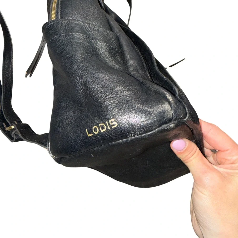 Lodis Backpack Women Medium Black Good Leather Zippered Minimalist Bag
